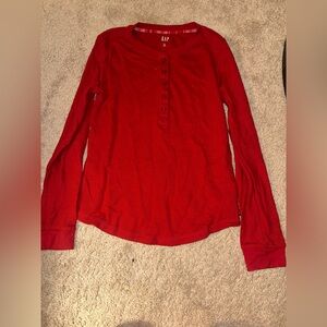 GAP Red Button Down Long Sleeve Pajama Shirt